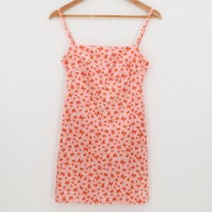 Urban Outfitters Y2K Mini Slip Dress‎ Pink Butterfly Twee Fairy Soft Girl Size S
